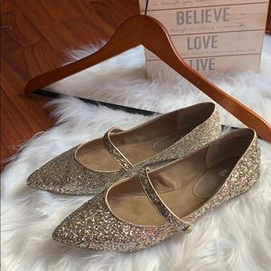 Gold Glitter Maribel Pointed-Toe Flats by BP